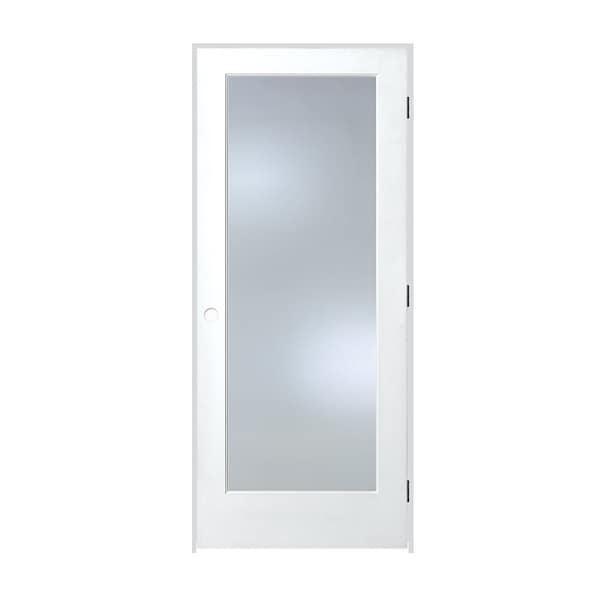 Trimlite Primed 1Lite Clear Tempered Glass Interior French 71/4" LH Prehung Door Matte Black Hinges 3068pri1501CLETLH10B714 - main